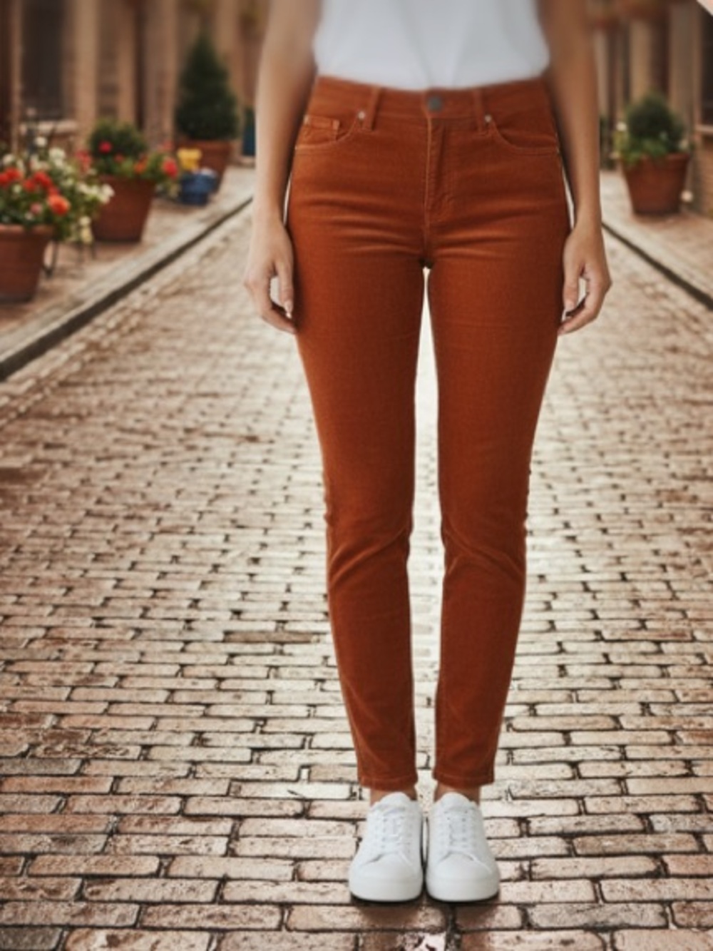 New AG Farrah High rise pumpkin spice skinny Corduroy jeans.